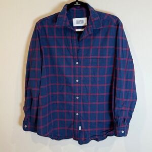 Grayson Flannel Shirt Navy Red Plaid Button Down The Hero Style Long Sleeve